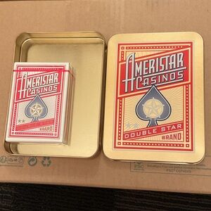 AmeriStar Playing Cards Set - Red and Gold tin and cards